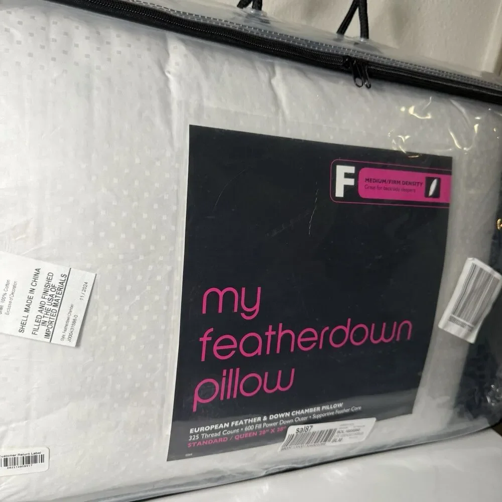 Hudson Park My Featherdown Down Pillow Standard/Queen Medium Firm White USA